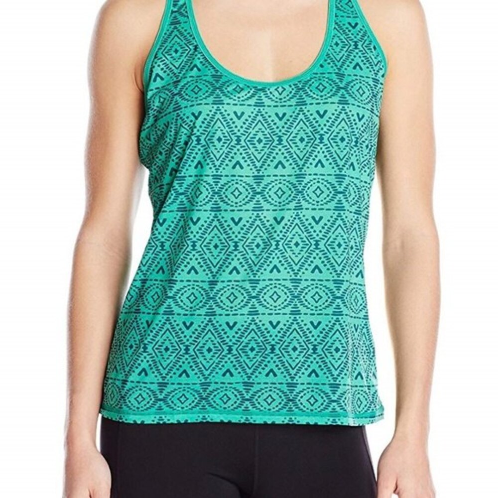 prAna Luca Tank Top XS Green Aztec Geometric Print Racerback Sleeveless Athletic